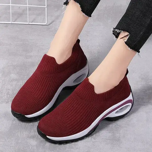 Mesh Air Cushion Platform Sneakers for Women | Fashion Slip-On Comfort Shoes